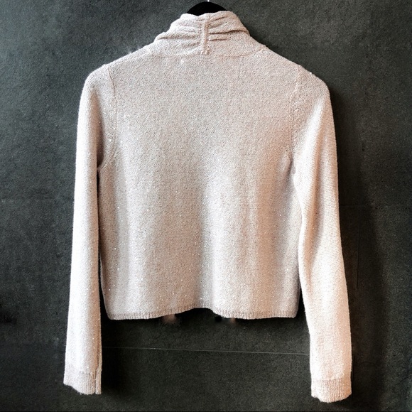 Anthro Knitted &Knotted Sequin Blush/Pink Cardigan - Picture 5 of 8